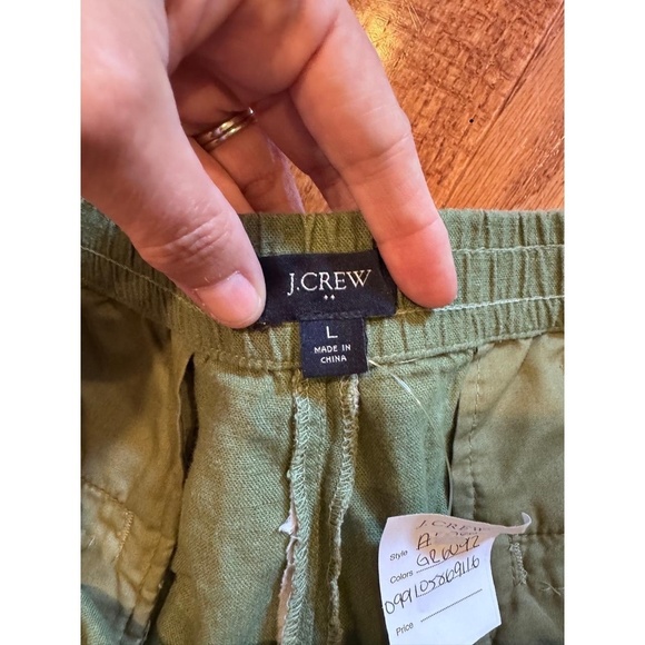 J.Crew Olive Green Drawstring Waist Elastic Patch Pockets Shorts Large - Picture 3 of 4